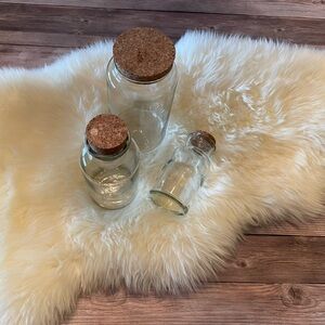 Set of 3 Vintage Glass Jars with Cork Lids